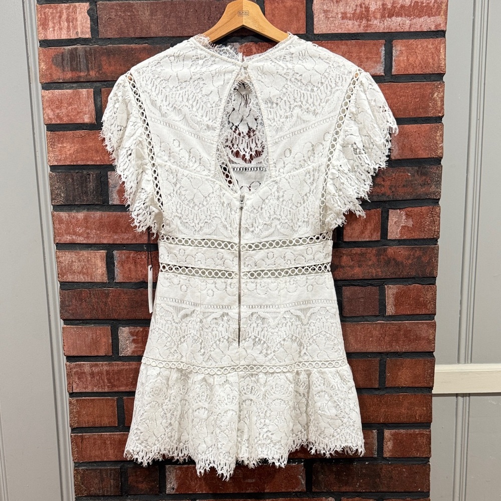 Saylor Shanice Ruffle-Sleeve Back-Cutout Lace Romper - Picture 8 of 16